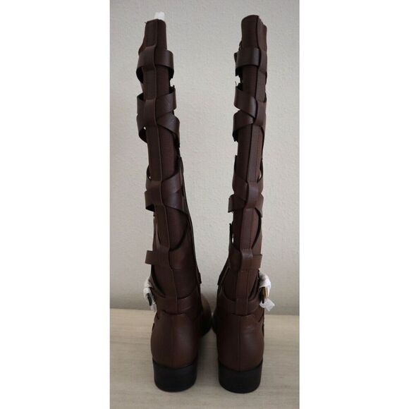 Thalia Sodi Women's Sz 6.5M Cognac Veronika Faux Leather Knee High Riding Boots - Picture 3 of 9